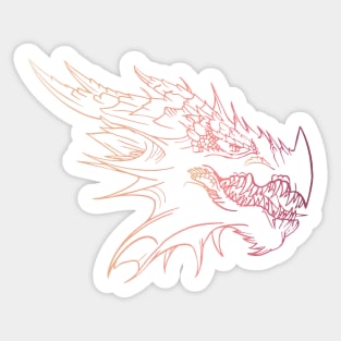 Outlined Dragon Head Gradient Sticker